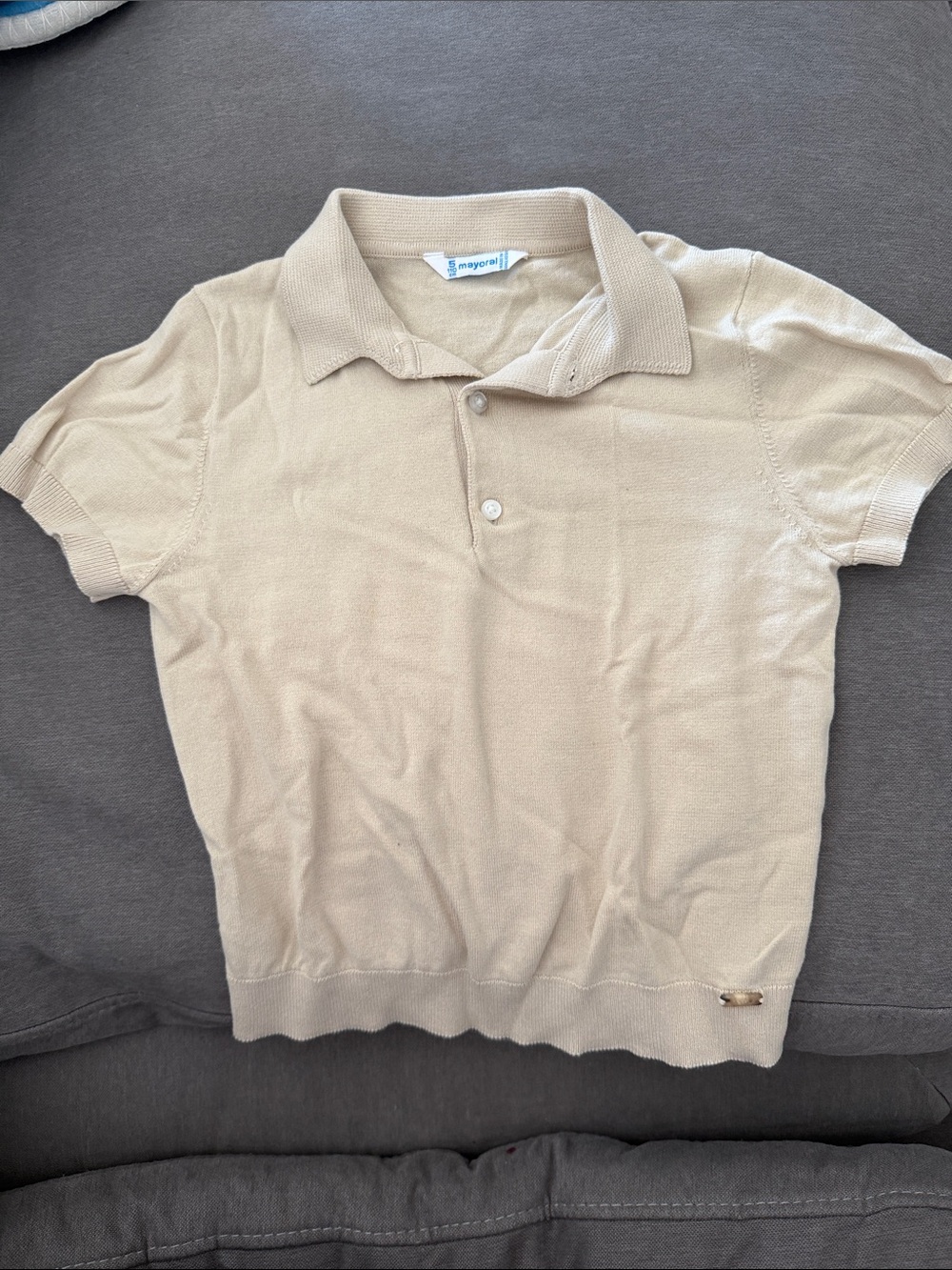 Mayoral Kids Beige Knit Polo Top Size 5